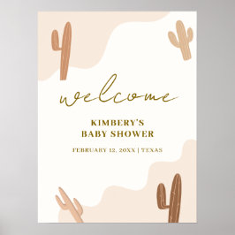 Kön Neutral Boho Cactus Baby Shower Välkommen Poster