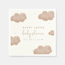 Kön Neutral Boho Clouds Stars Baby Shower Pappersservett