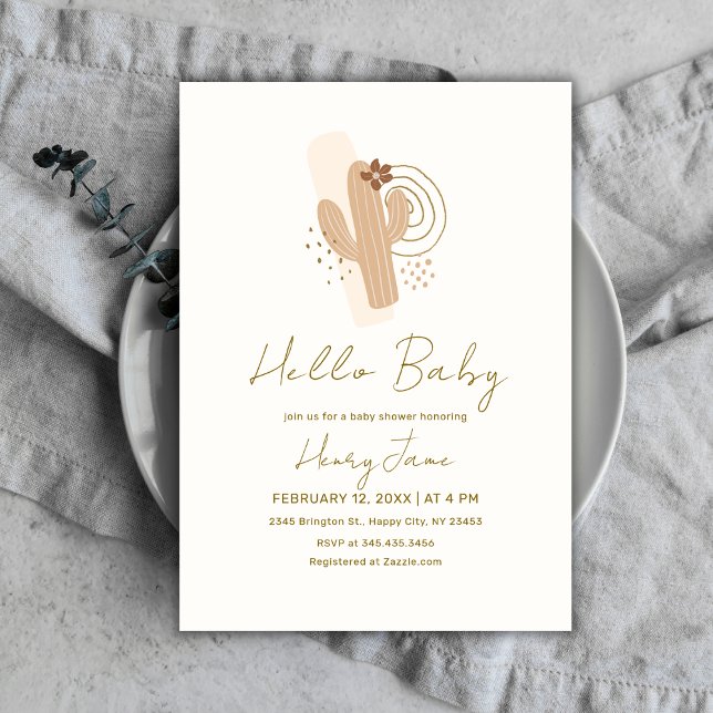 Kön Neutral Boho Desert Cactus Baby Shower Inbjudningar (Gender Neutral Boho Desert Cactus Baby Shower Invitation)