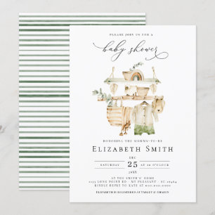 Kön Neutral Boho Greenery Rustic Baby Shower Inbjudningar