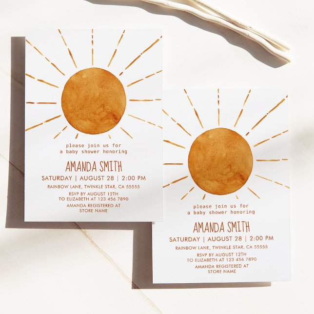 Kön Neutral Boho Gult Sunshine Baby Shower Inbjudningar (Skapare uppladdad)
