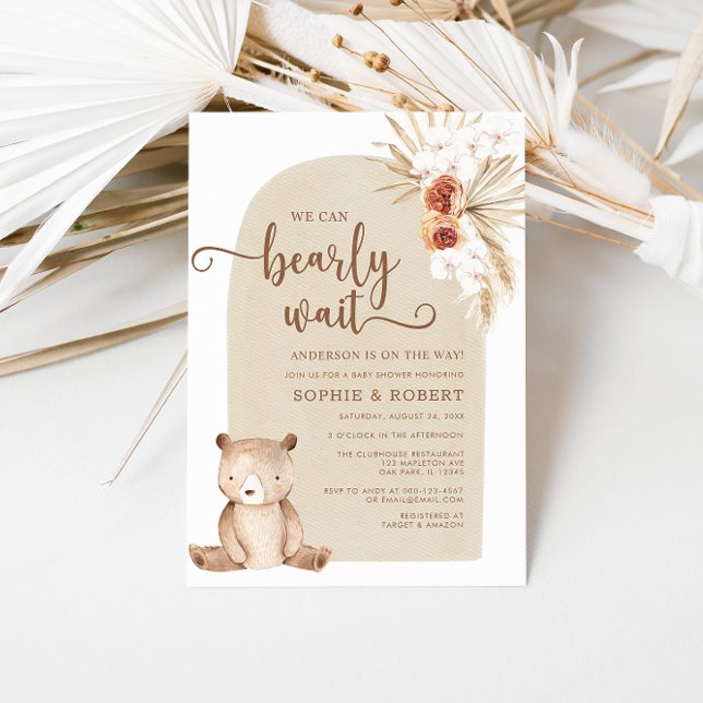 Kön Neutral Boho Nalle Baby Shower Inbjudningar (Skapare uppladdad)