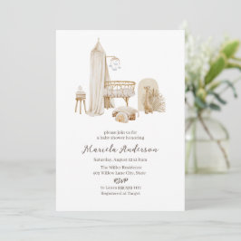 Kön Neutral Boho Nursery Mobile Baby Shower Inbjudningar