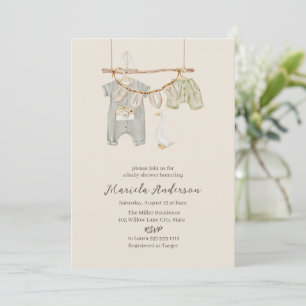 Kön Neutral Boho Nursery Mobile Baby Shower Inv Inbjudningar