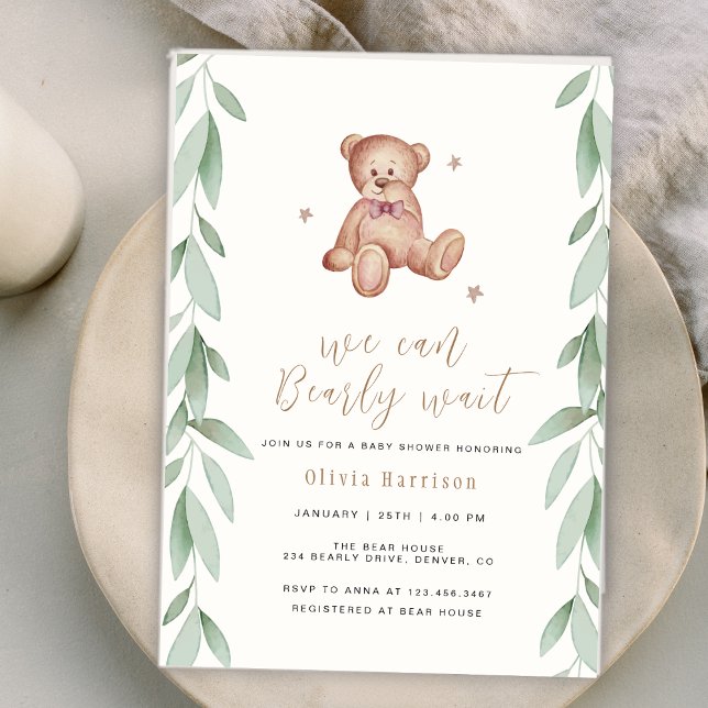 Kön Neutral Boho-skog Vi kan vänta lite Inbjudningar (Gender Neutral Boho Forest We Can Bearly Wait Invitation)
