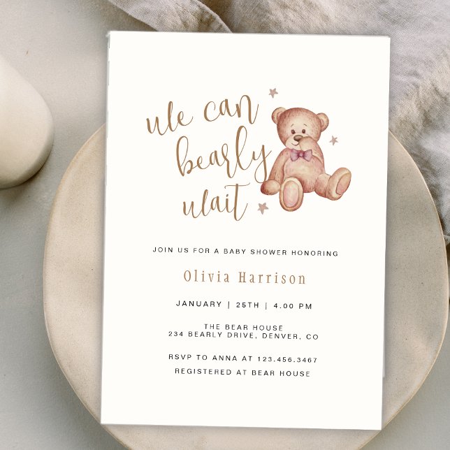 Kön Neutral Boho vi kan vänta Inbjudningar (Gender Neutral Boho We Can Bearly Wait Invitation)