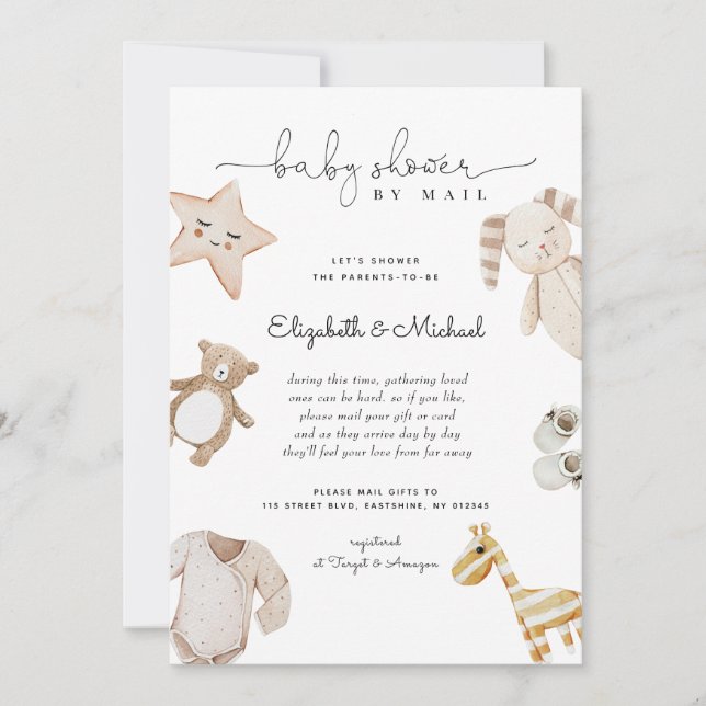 Kön Neutral Boho Watercolor Baby Shower by Mail Inbjudningar (Framsida)