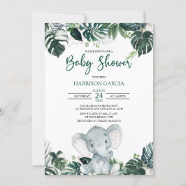 Kön Neutral Boy Elephant Baby Shower Inbjudningar