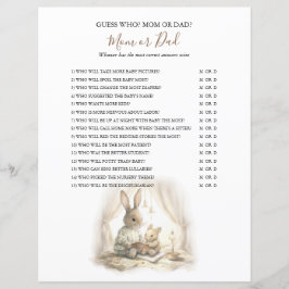 Kön Neutral Bunny Baby Shower Game