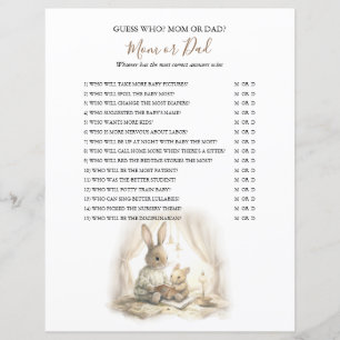 Kön Neutral Bunny Baby Shower Game
