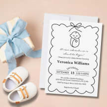 Kön Neutral cute Baby och Bow Modern Baby Shower