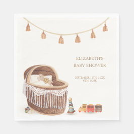 Kön Neutral Cute Boho Bassinet Leksak Baby Shower Pappersservett