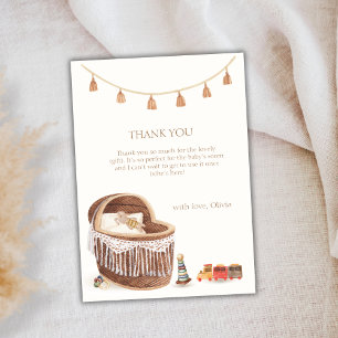 Kön Neutral Cute Boho Bassinet Leksak Baby Shower Tack Kort