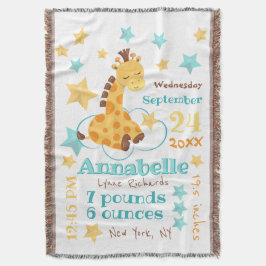 Kön Neutral Cute Giraffe Stars Baby födelsetal Filt