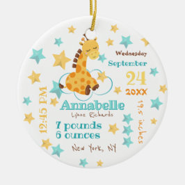 Kön Neutral Cute Giraffe Stars Baby födelsetal Julgransprydnad Keramik