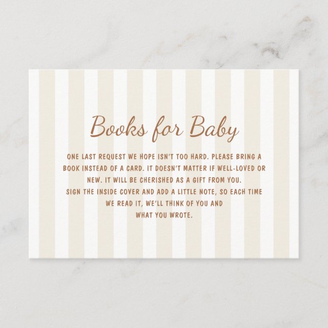 Kön Neutral Ecru Rand Bokar för Baby Tilläggskort (Framsida)