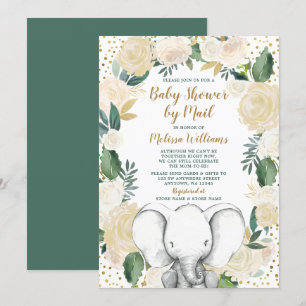 Kön Neutral Elephant Baby Shower efter post Inbjudningar