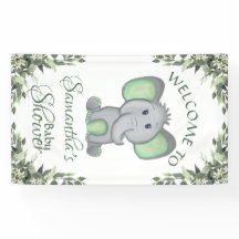 Kön Neutral Elephant Greenery Baby Shower