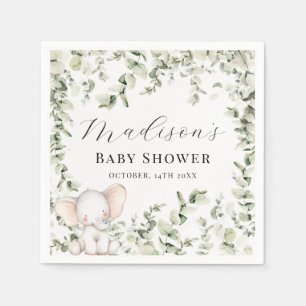 Kön Neutral Eucalyptus Elephant Baby Shower Pappersservett