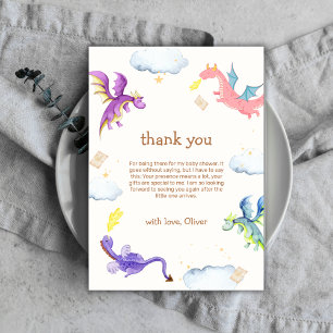 Kön Neutral Fairytale Magic Dragon Baby Shower Tack Kort