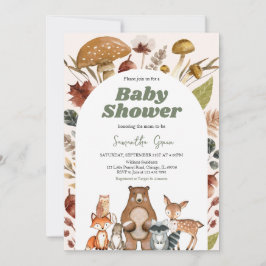 Kön Neutral Fall Woodland Baby Shower Inbjudningar