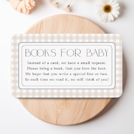 Kön Neutral Gingham Bokar for Baby Shower Tilläggskort