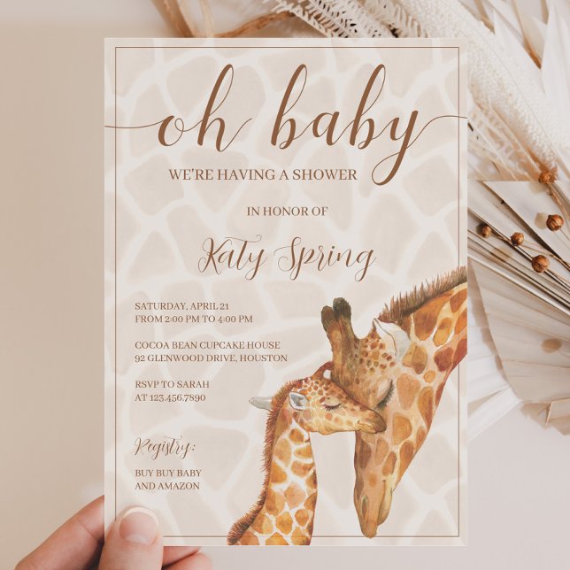 Kön - Neutral Giraffe Baby Shower-inbjudan (Skapare uppladdad)