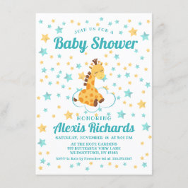 Kön Neutral giraffe & Stars Baby Shower Inbjudningar