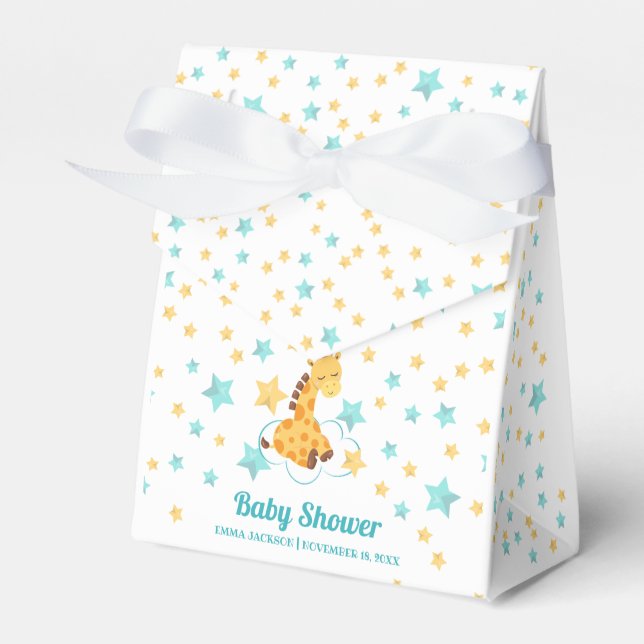 Kön Neutral giraffe & Stars Baby Shower Presentaskar (Framsidan Sidan)