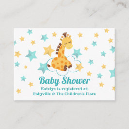 Kön Neutral giraffe & Stars Baby Shower Tilläggskort
