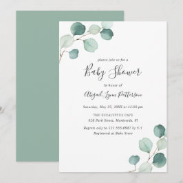 Kön Neutral Greenery Eucalyptus Baby Shower Inbjudningar