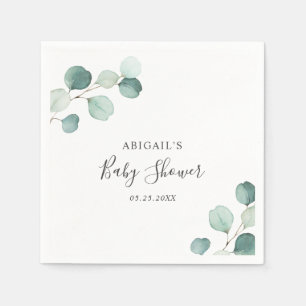 Kön Neutral Greenery Eucalyptus Baby Shower Pappersservett