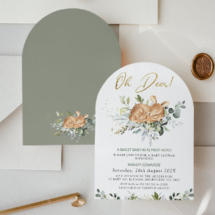 Kön Neutral Greenery Oh Hjort Baby Shower Inbjudningar