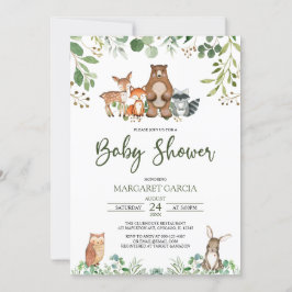 Kön Neutral Greenery Woodland Baby Shower Inbjudningar