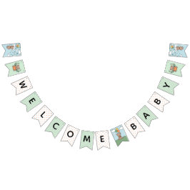 Kön Neutral Grönt Välkommen Baby Bear Baby Shower Vimplar