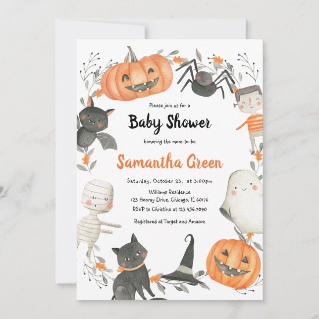 Kön Neutral Halloween Baby Shower-inbjudan Inbjudningar (Framsida)