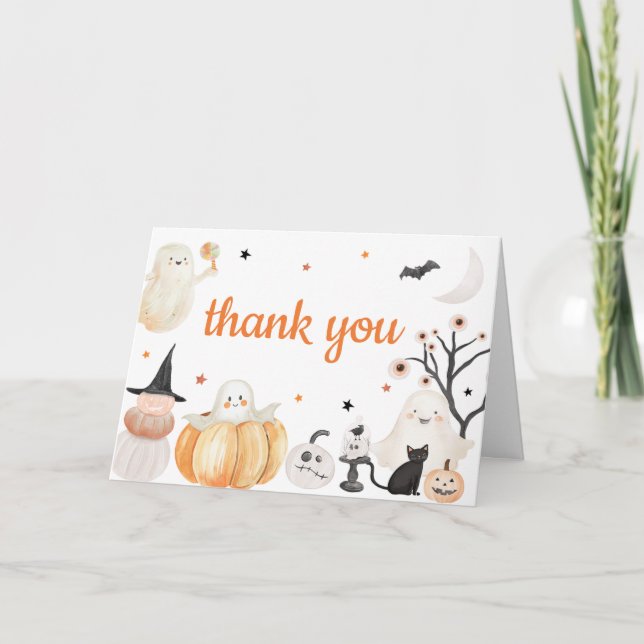 Kön Neutral Halloween Little Boo Baby Shower Tack Kort (Framsida)