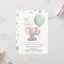 Kön Neutral inbjudan till elefant-babyskor