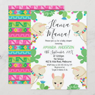 Kön Neutral inbjudan till Llama Mamma Baby Shower