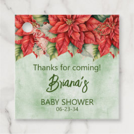 Kön Neutral jul Poinsettia Baby Shower Gåvor Etiketter