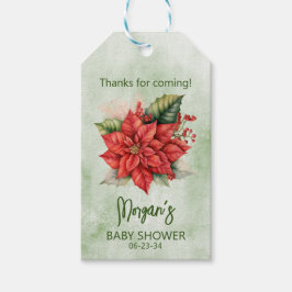 Kön Neutral jul Poinsettia Baby Shower Presentetikett