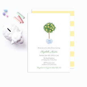 Kön Neutral Lemon Träd topiary Baby Shower Inbjudningar