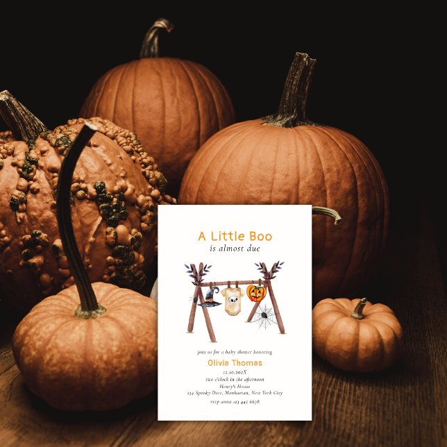 Kön Neutral Little Boo Halloween Baby Shower Inbjudningar (Gender Neutral Little Boo Halloween Baby Shower Invitation)