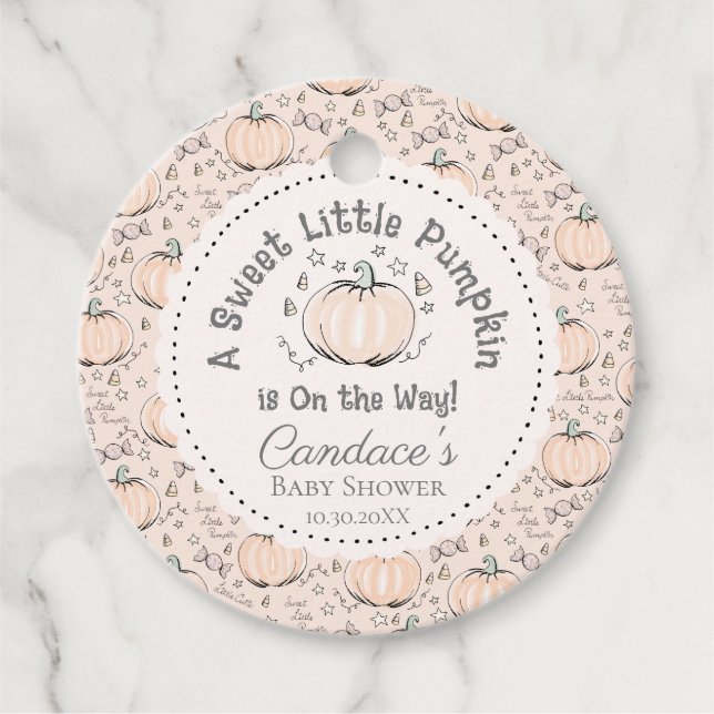 Kön Neutral Little Pumpkin Fall Baby Shower Gåvor Etiketter (Framsida)