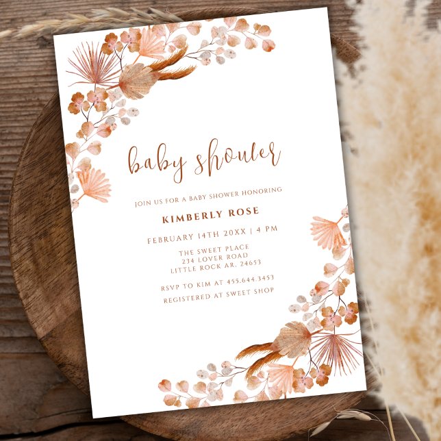 Kön Neutral Little WildblomBoho Baby Shower Inbjudningar (Gender Neutral Little Wildflower Boho Baby Shower Invitation)
