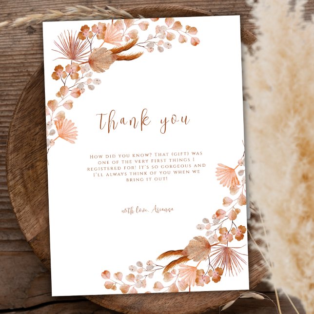 Kön Neutral Little WildblomBoho Baby Shower Tack Kort (Gender Neutral Little Wildflower Boho Baby Shower Thank You Card)