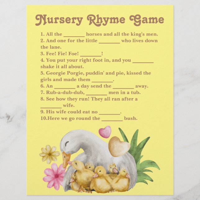 Kön Neutral Mamma och Baby Cute Nursery Rhyme Reklamblad (Framsidan)