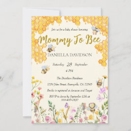 Kön Neutral Mamma till Bee Blommigt Baby Shower Inbjudningar