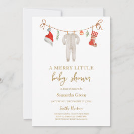 Kön Neutral Merry Little Baby Shower Inbjudningar