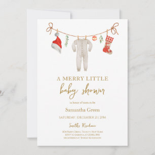 Kön Neutral Merry Little Baby Shower Inbjudningar